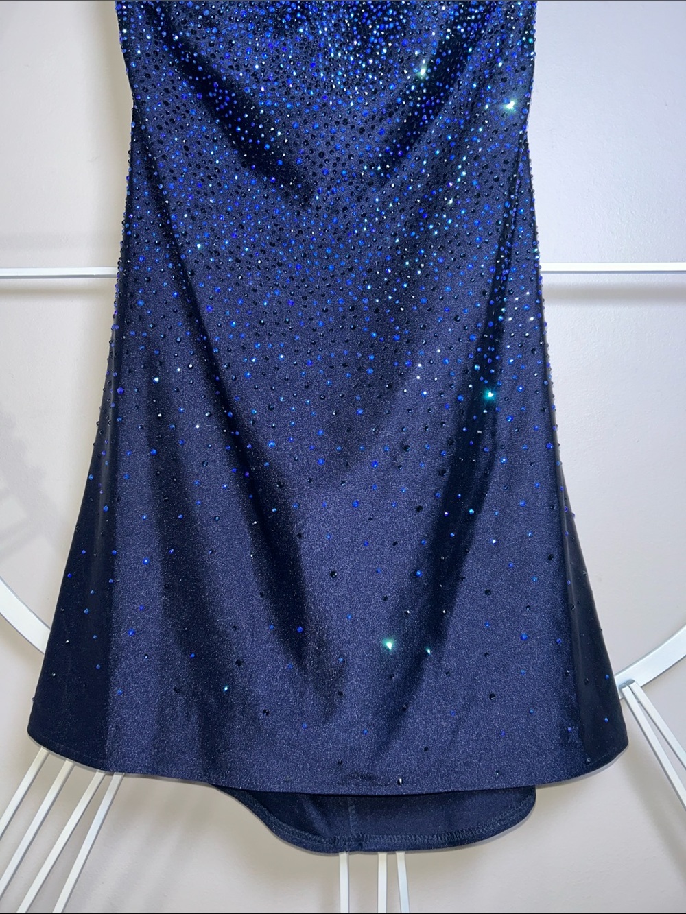 Amelia Couture Sparkly Rhinestone Bodycon Mini Dress (Style 3100S) in Navy - Picture 4 of 16